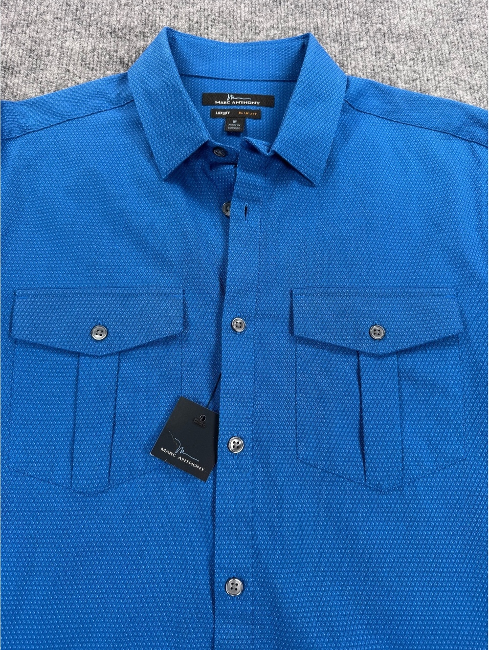 Mark Anthony Luxury NWT Slim Blue Long Sleeve Casual Office Shirt Size Medium